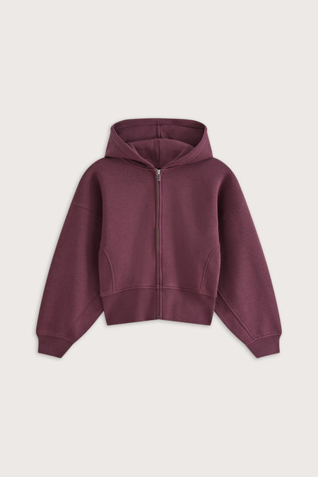 Cocoon Zip Through Hoodie - Light Fig