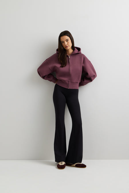 Cocoon Zip Through Hoodie - Light Fig