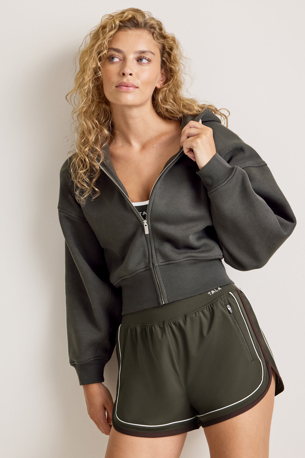 Cocoon Zip Through Hoodie - Dark Olive
