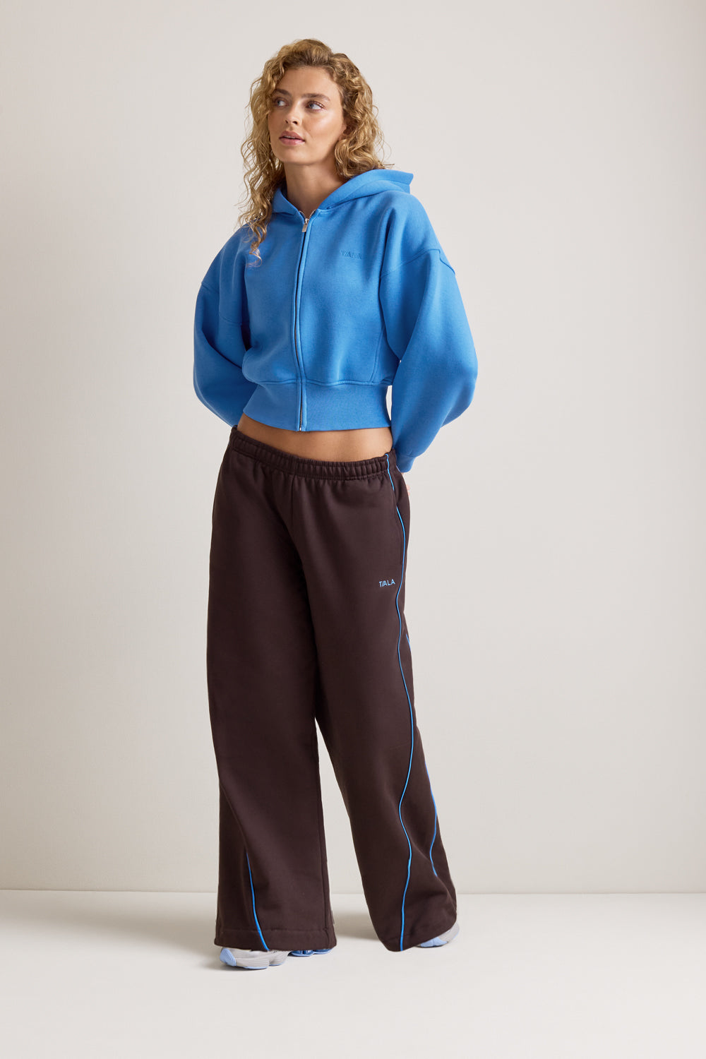 Cocoon Zip Through Hoodie - Washed Cobalt Blue