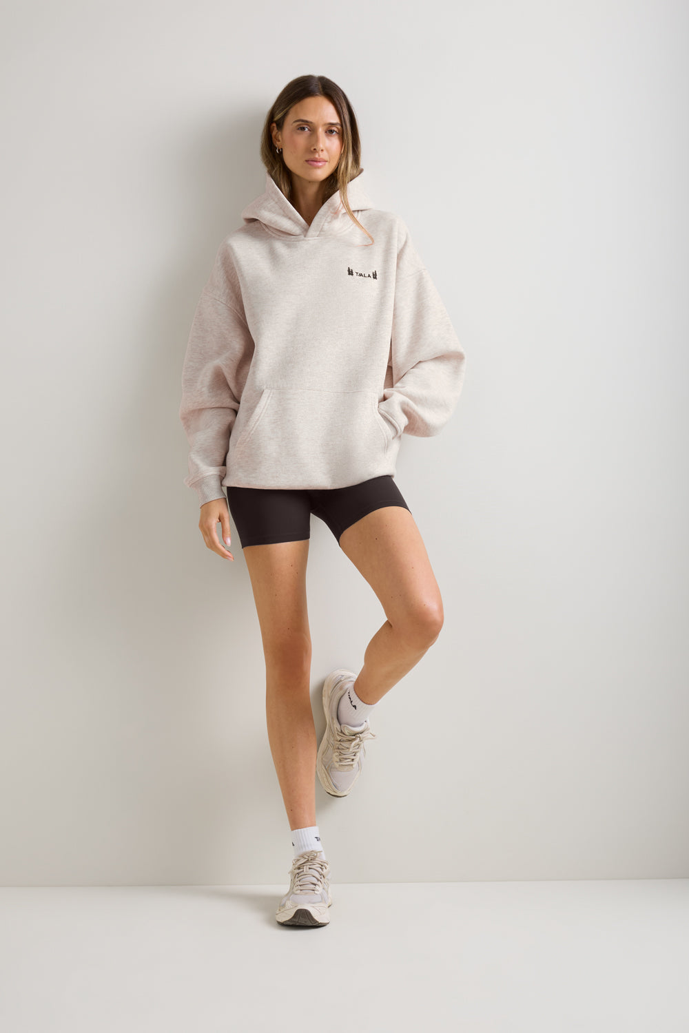 Trail Graphic Oversized Hoodie - Oat Marl