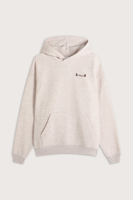 Trail Graphic Oversized Hoodie - Oat Marl