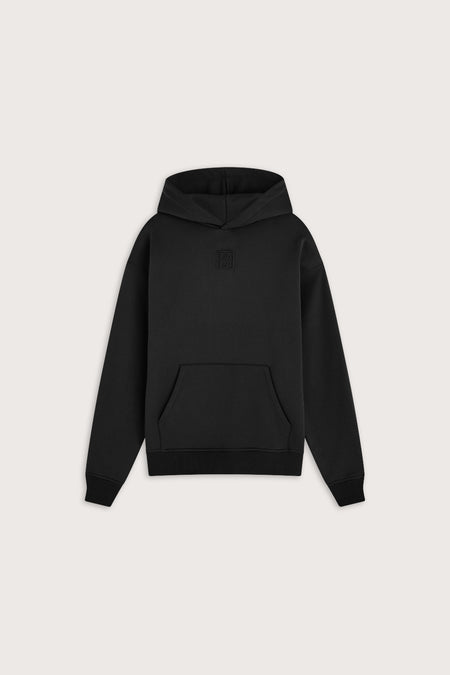 Oversized Embossed Logo Hoodie - Black