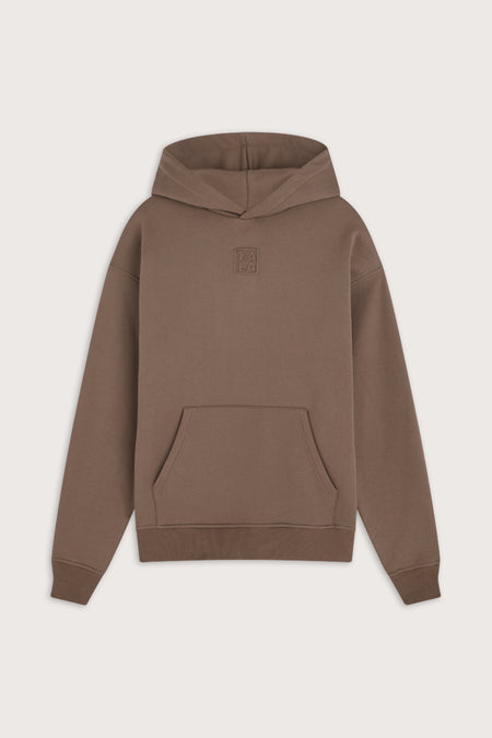Oversized Embossed Logo Hoodie - Washed Cortado Brown