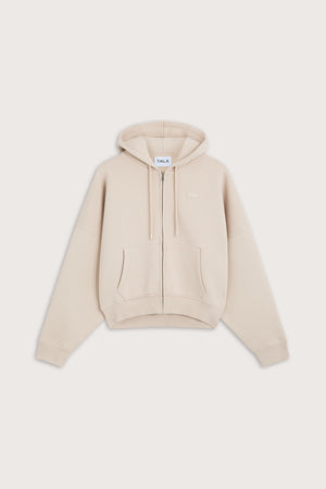 Oversized Cocoon Zip Through Hoodie - Chai