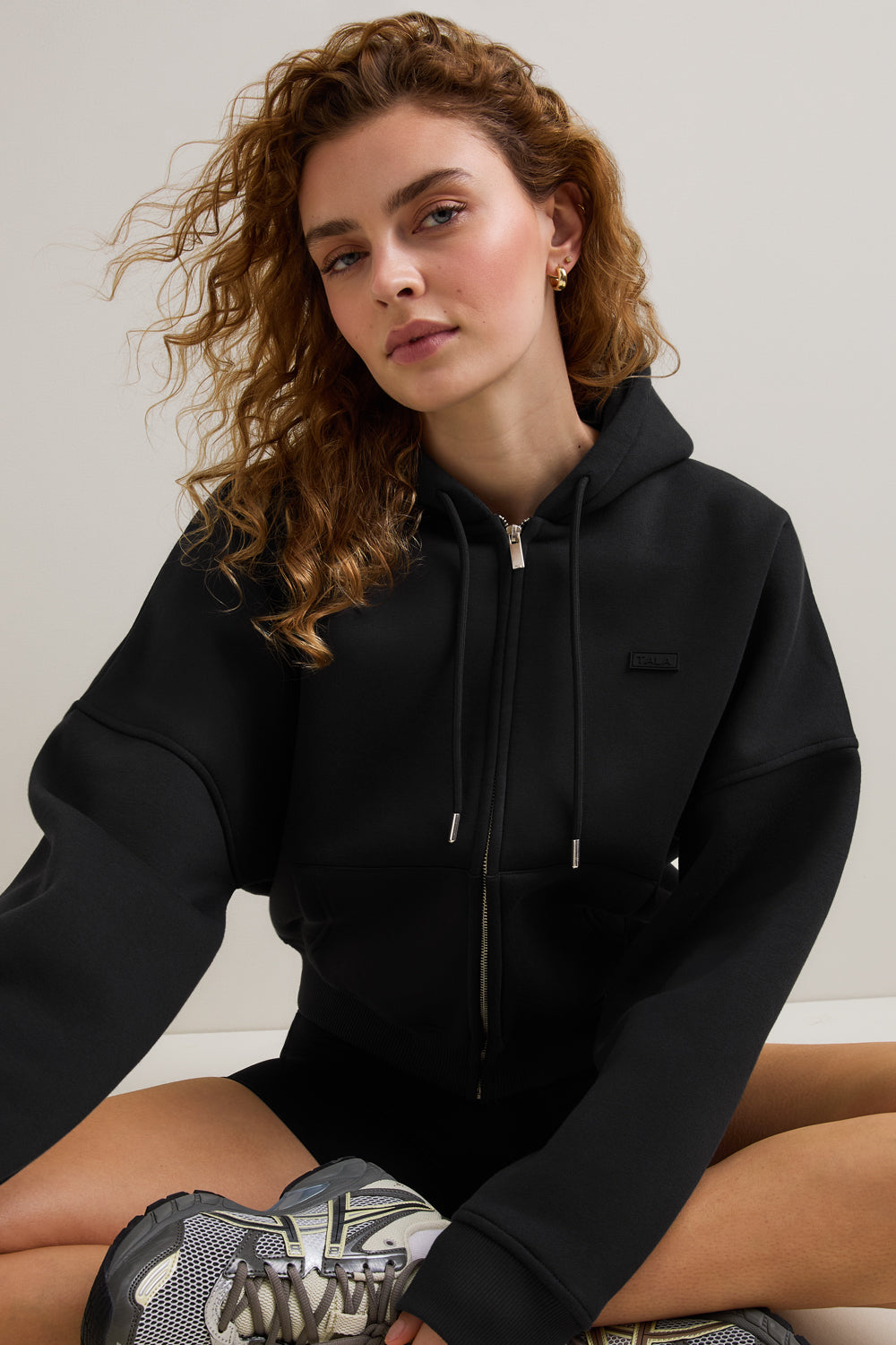 Oversized Cocoon Zip Through Hoodie - Vintage Black