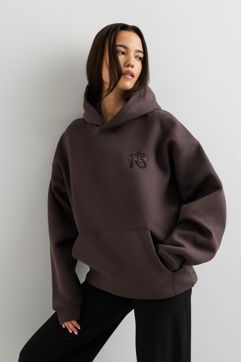 Made to Move Oversized Graphic Hoodie - Mocha Brown
