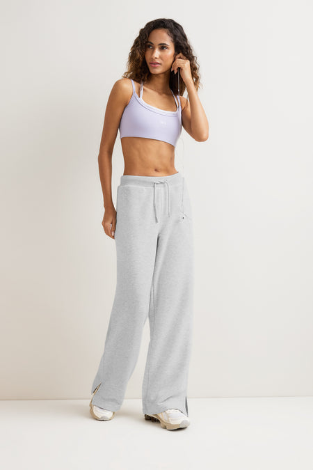 Peached Wide Leg Jogger - Grey Marl