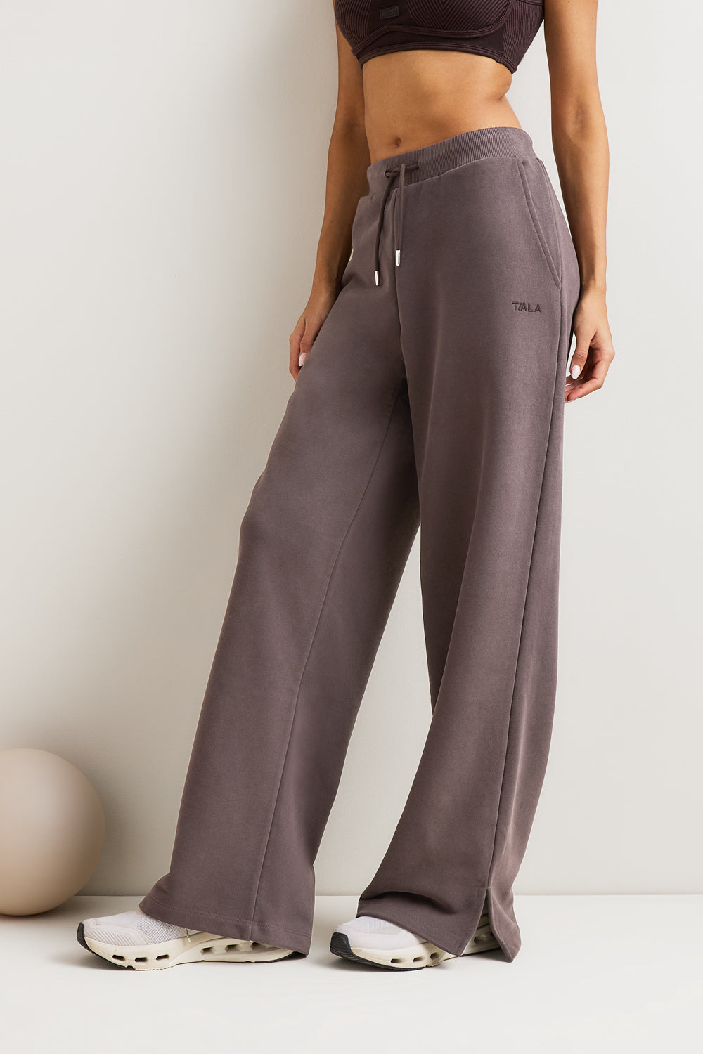 Peached Wide Leg Jogger - Mocha Brown