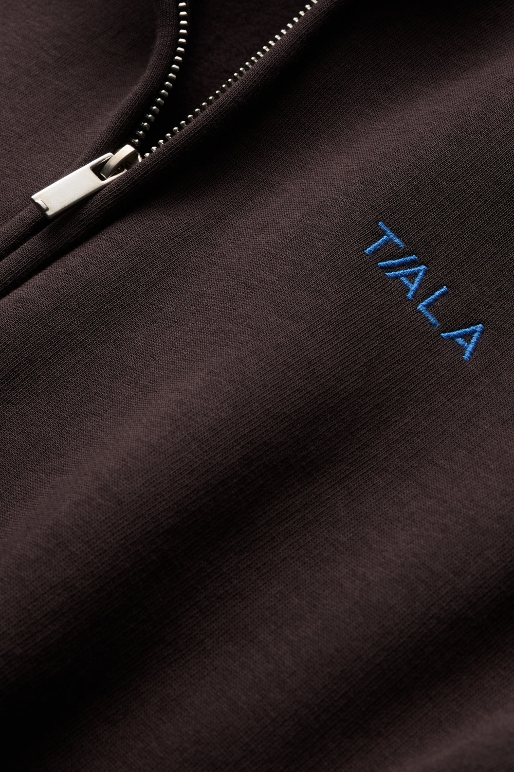 Piped Cocoon Zip Through Hoodie - Americano