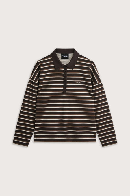 Rugby Polo Shirt - Brown Stripe