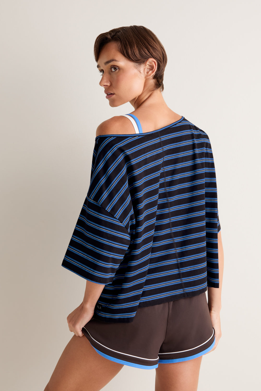 Off Shoulder T-Shirt - Americano Stripe