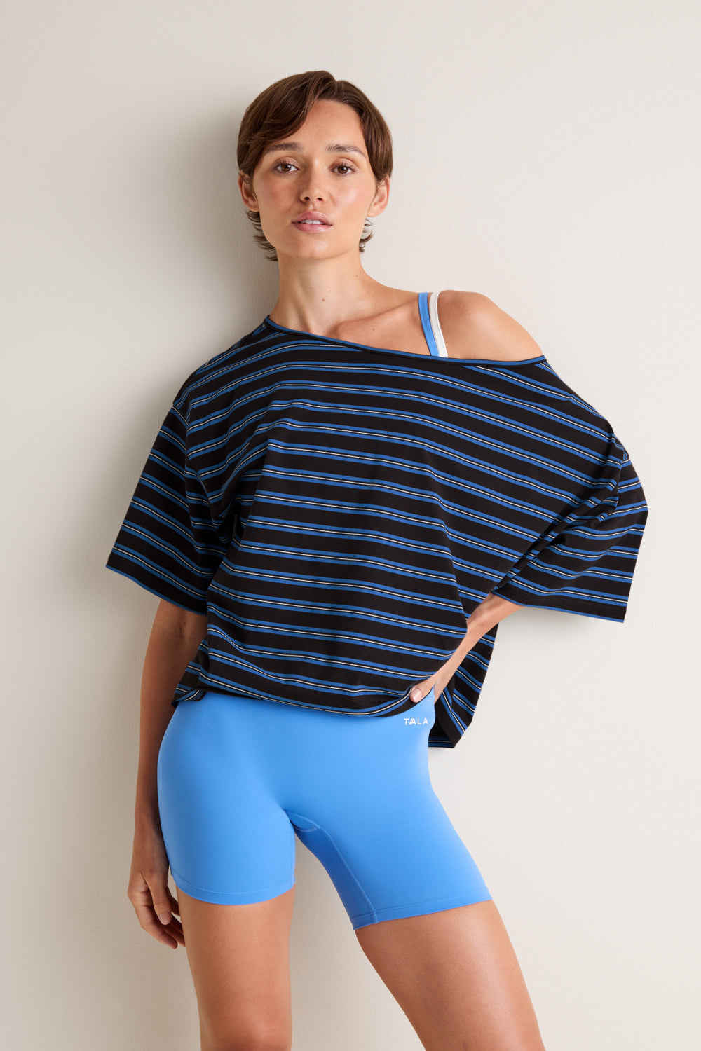 Off Shoulder T-Shirt - Americano Stripe