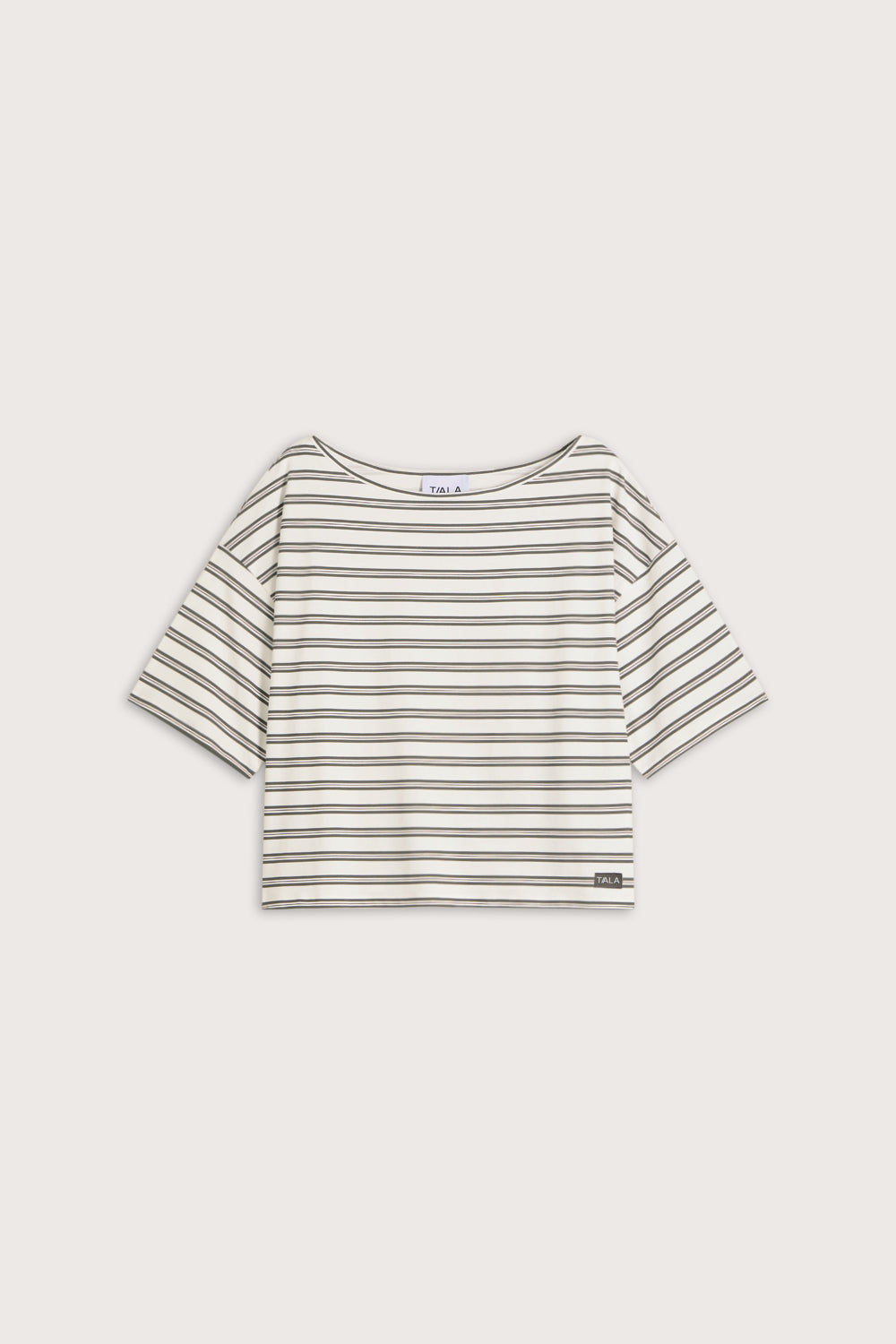 Off Shoulder T-Shirt - Ivory Stripe