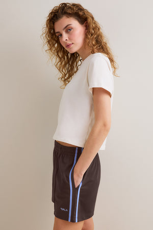 Contrast Stripe Short - Chestnut Brown