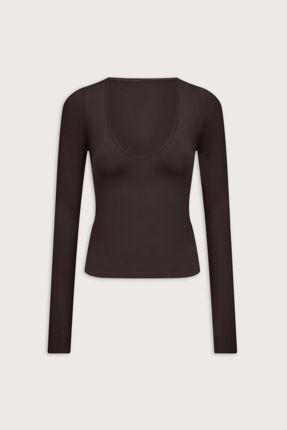 Sculpt Seamless Wide Scoop Neck Top - Americano
