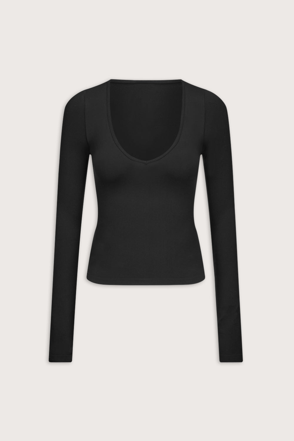 Sculpt Seamless Wide Scoop Neck Top - Black