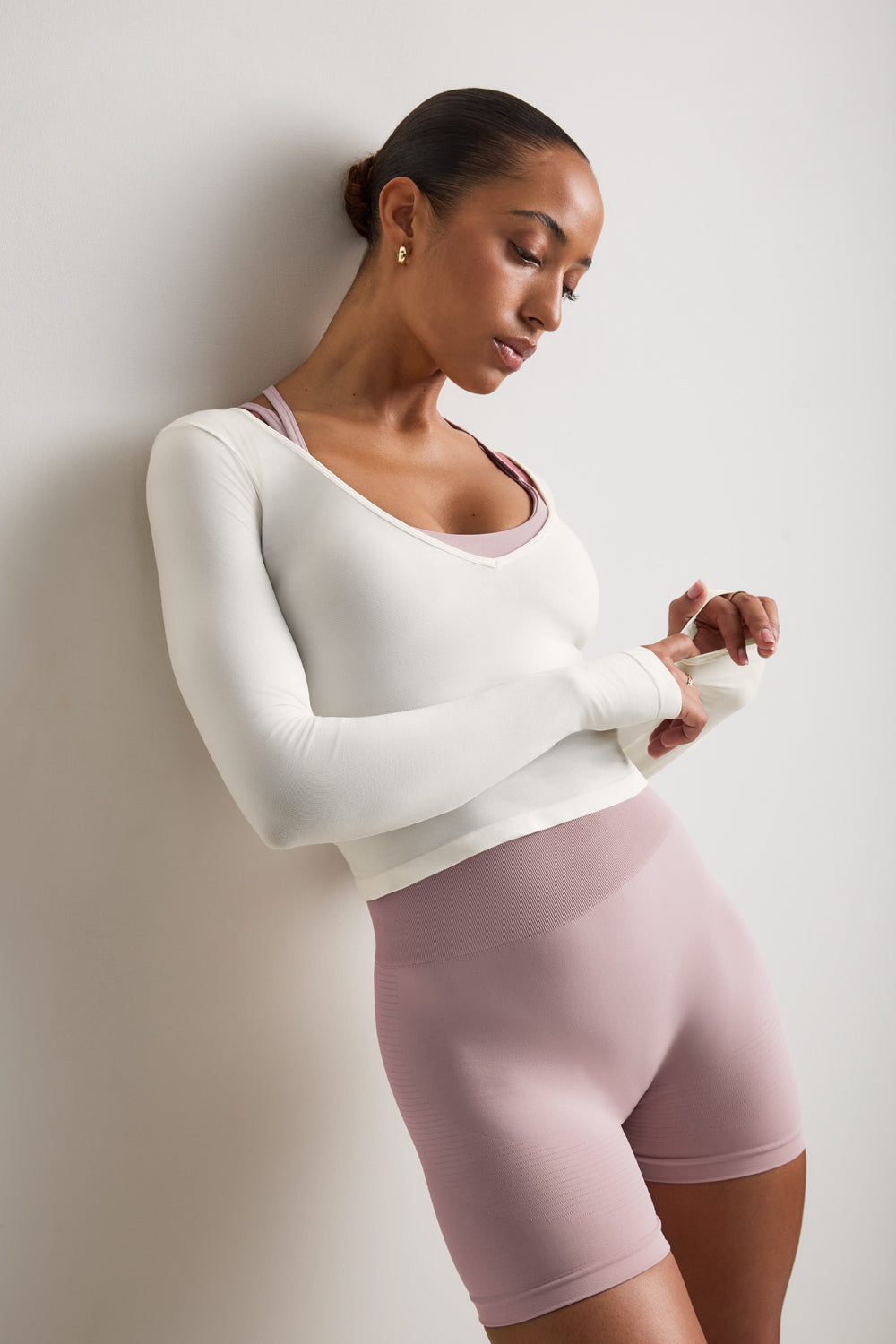 Sculpt Seamless Wide Scoop Neck Top - Ivory