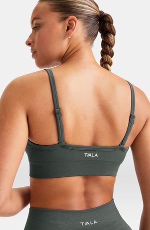 SCULPT SEAMLESS BANDEAU SPORTS BRA - DARK OLIVE MARL