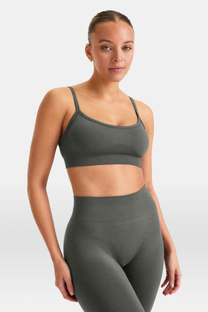 Sculpt Seamless Bandeau Sports Bra - Dark Olive Marl