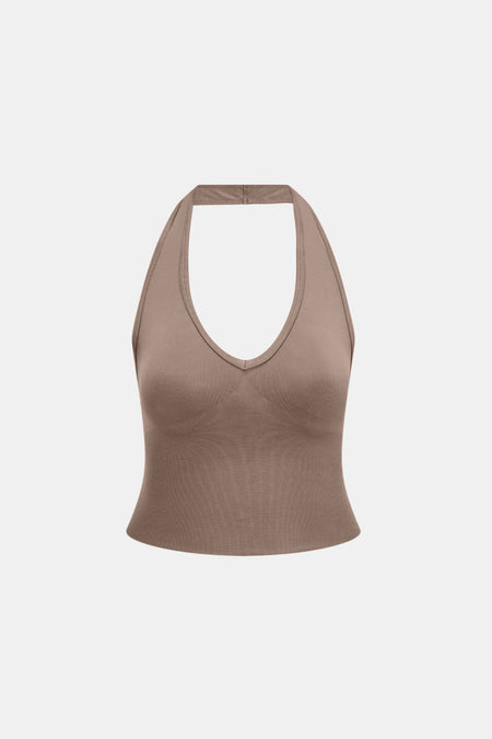 Sculpt Seamless Halter Tank - Taupe