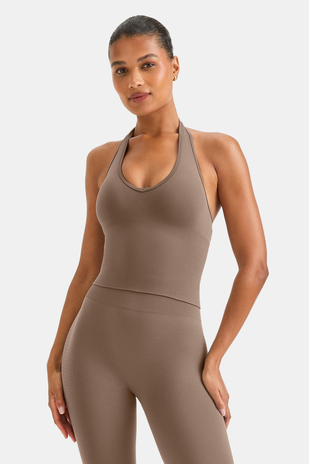 Sculpt Seamless Halter Tank - Taupe