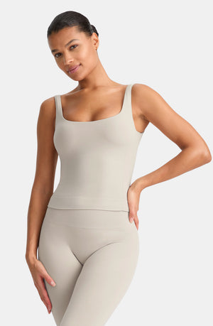 SCULPT SEAMLESS BUILT-IN BRA VEST - CHAI MARL