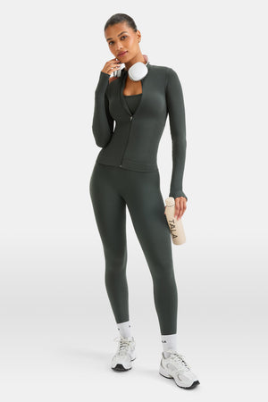 Sculpt Seamless Longline Jacket - Slate Green