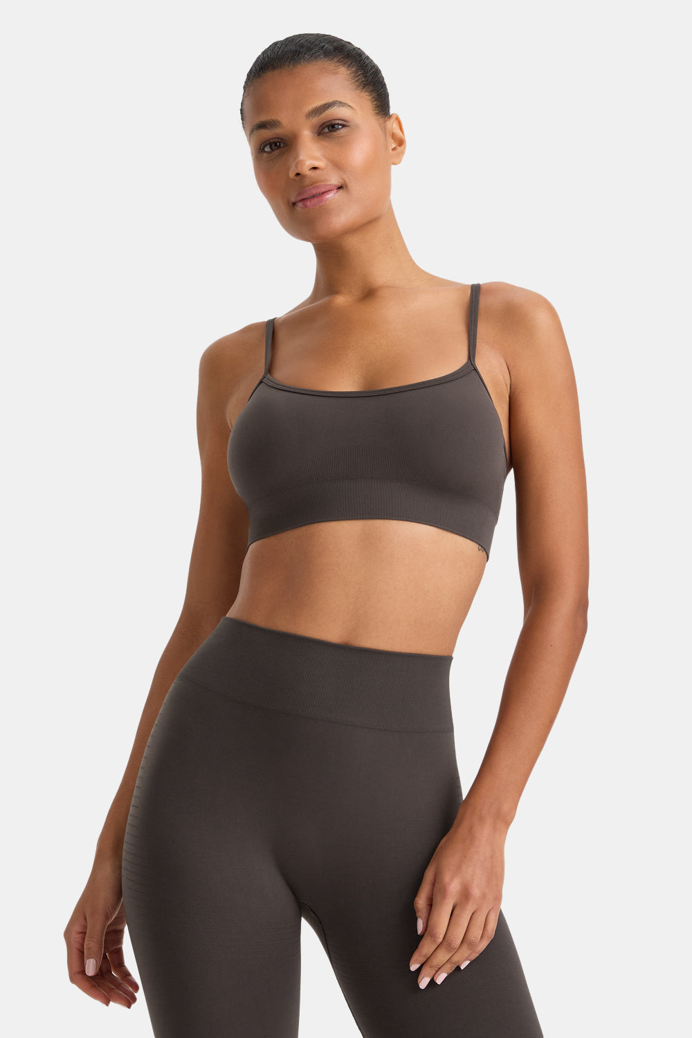 Sculpt Seamless Bandeau Sports Bra - Espresso Brown
