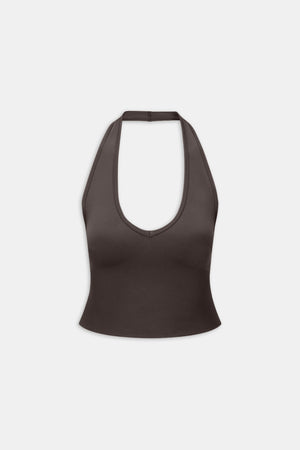 Sculpt Seamless Halter Tank - Espresso Brown