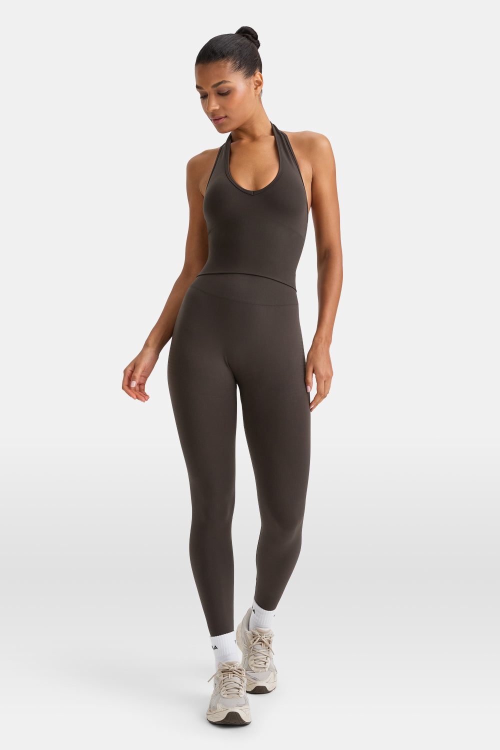 Sculpt Seamless Halter Tank - Espresso Brown