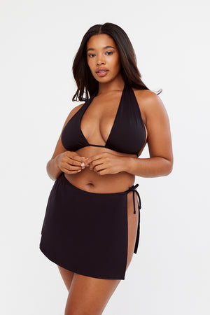 ST BARTH'S TIE SIDE SWIM SKIRT - BLACK