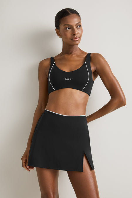 SkinLuxe Contrast Piping Mini Skort - Shadow Black