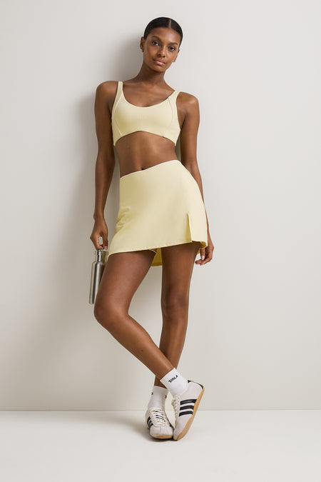 SkinLuxe Contrast Piping Mini Skort - Lemon Yellow