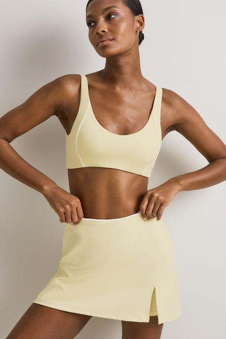 SkinLuxe Contrast Piping Mini Skort - Lemon Yellow