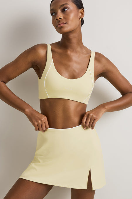SkinLuxe Contrast Piping Mini Skort - Lemon Yellow