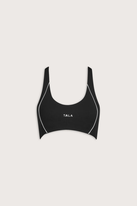 SkinLuxe Contrast Piping Sports Bra - Shadow Black