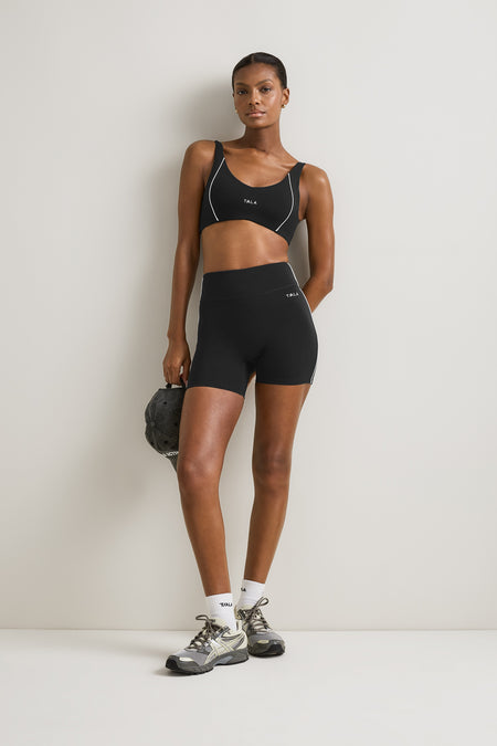 SkinLuxe Contrast Piping Sports Bra - Shadow Black