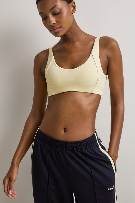 SkinLuxe Contrast Piping Sports Bra - Lemon Yellow