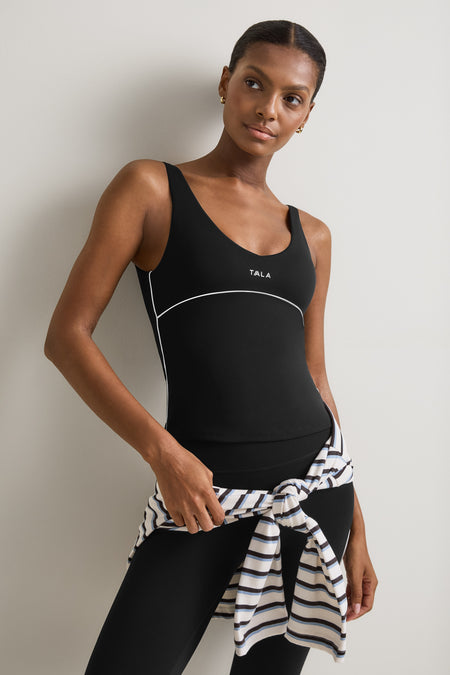 SkinLuxe Contrast Piping Vest - Shadow Black