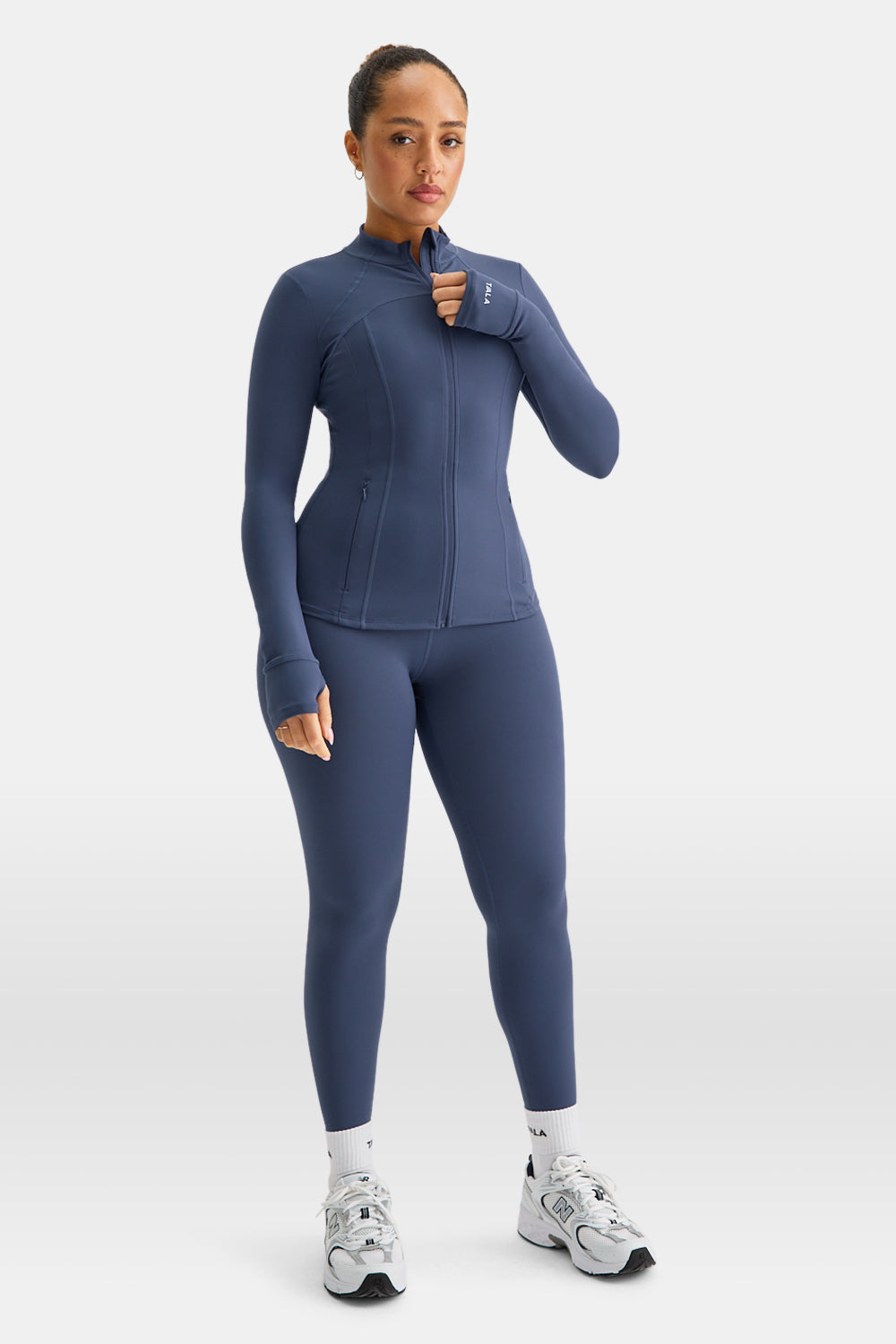 SKINLUXE ZIP THROUGH FULL LENGTH RUNNING TOP - VINTAGE BLUE