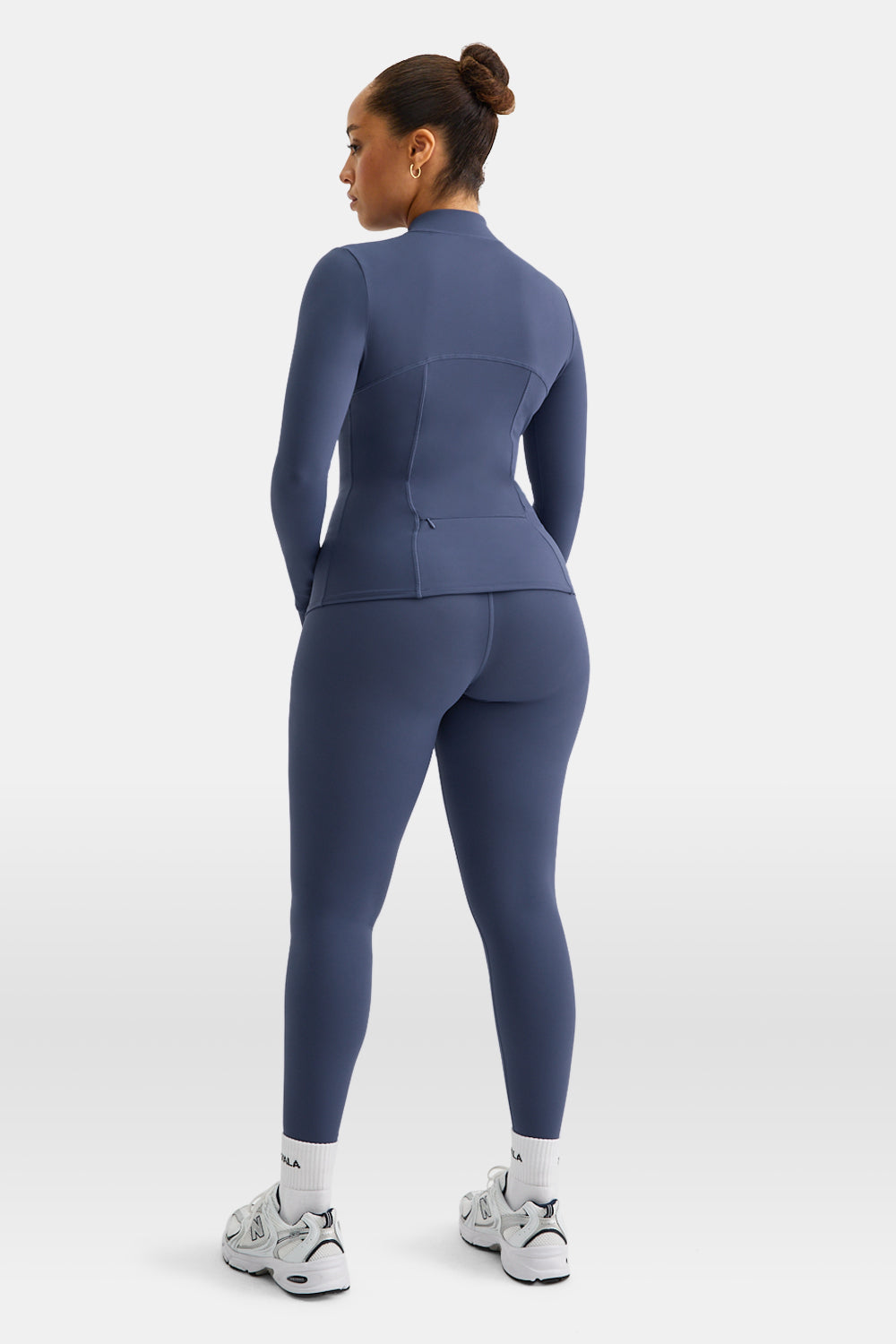 SKINLUXE ZIP THROUGH FULL LENGTH RUNNING TOP - VINTAGE BLUE