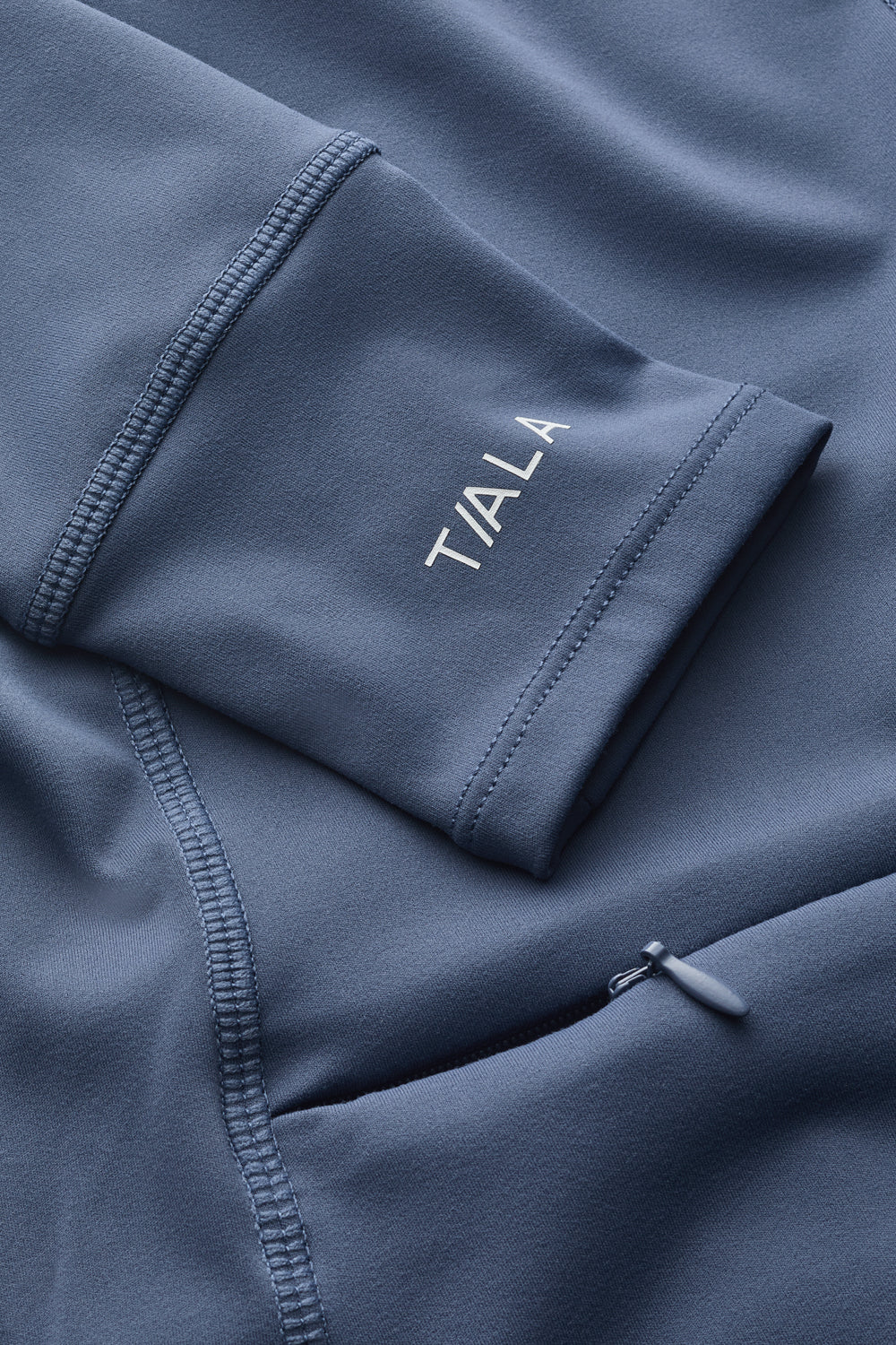 SKINLUXE ZIP THROUGH FULL LENGTH RUNNING TOP - VINTAGE BLUE