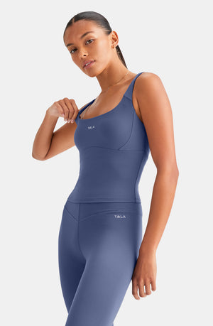 SKINLUXE BUILT-IN SUPPORT SCOOP NECK VEST - VINTAGE BLUE
