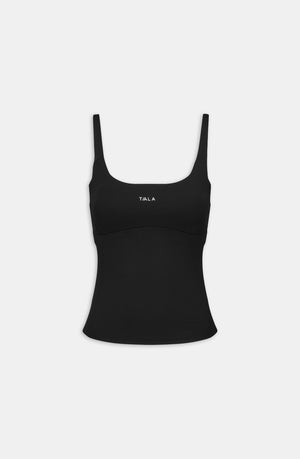SKINLUXE BUILT-IN SUPPORT SCOOP NECK FULL LENGTH VEST - SHADOW BLACK