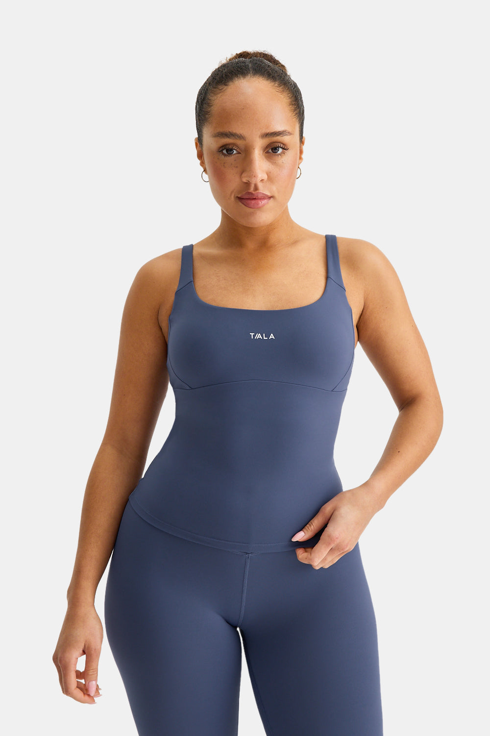 SKINLUXE BUILT-IN SUPPORT SCOOP NECK FULL LENGTH VEST - VINTAGE BLUE