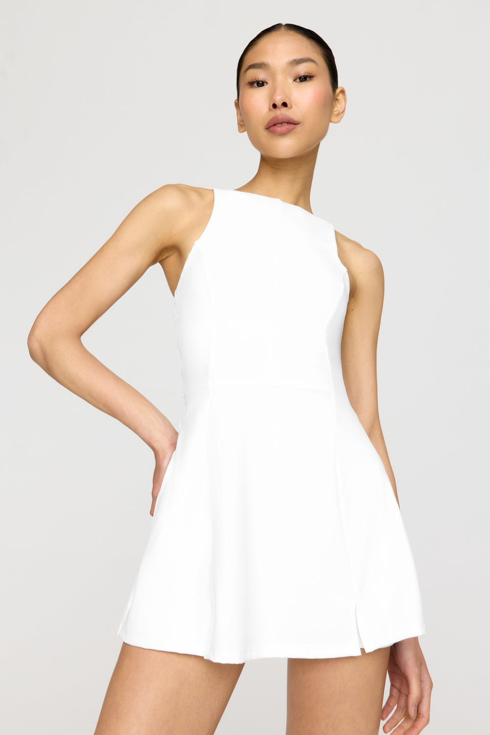 SKINLUXE BUILT-IN SUPPORT SIDE SPLIT ACTIVE DRESS - COCONUT MILK