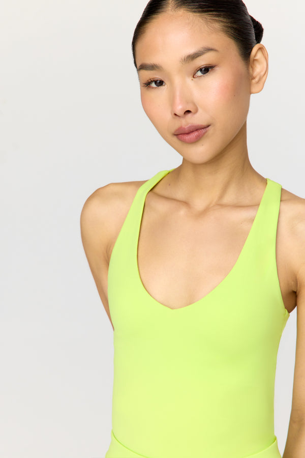 SKINLUXE BUILT-IN SUPPORT STRAPPY BACK CAMI TOP - KEY LIME