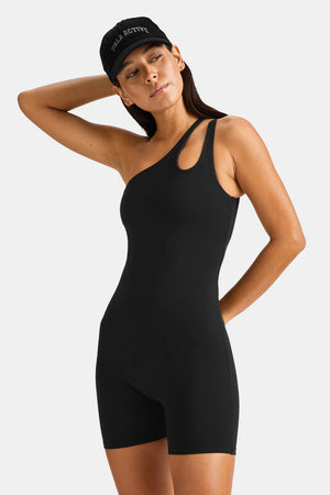 SkinLuxe Asymmetric Unitard - Shadow Black
