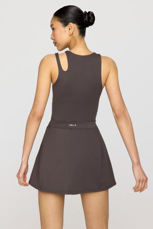 SkinLuxe Built-In Support Cut Out Shoulder Vest - Slate Brown